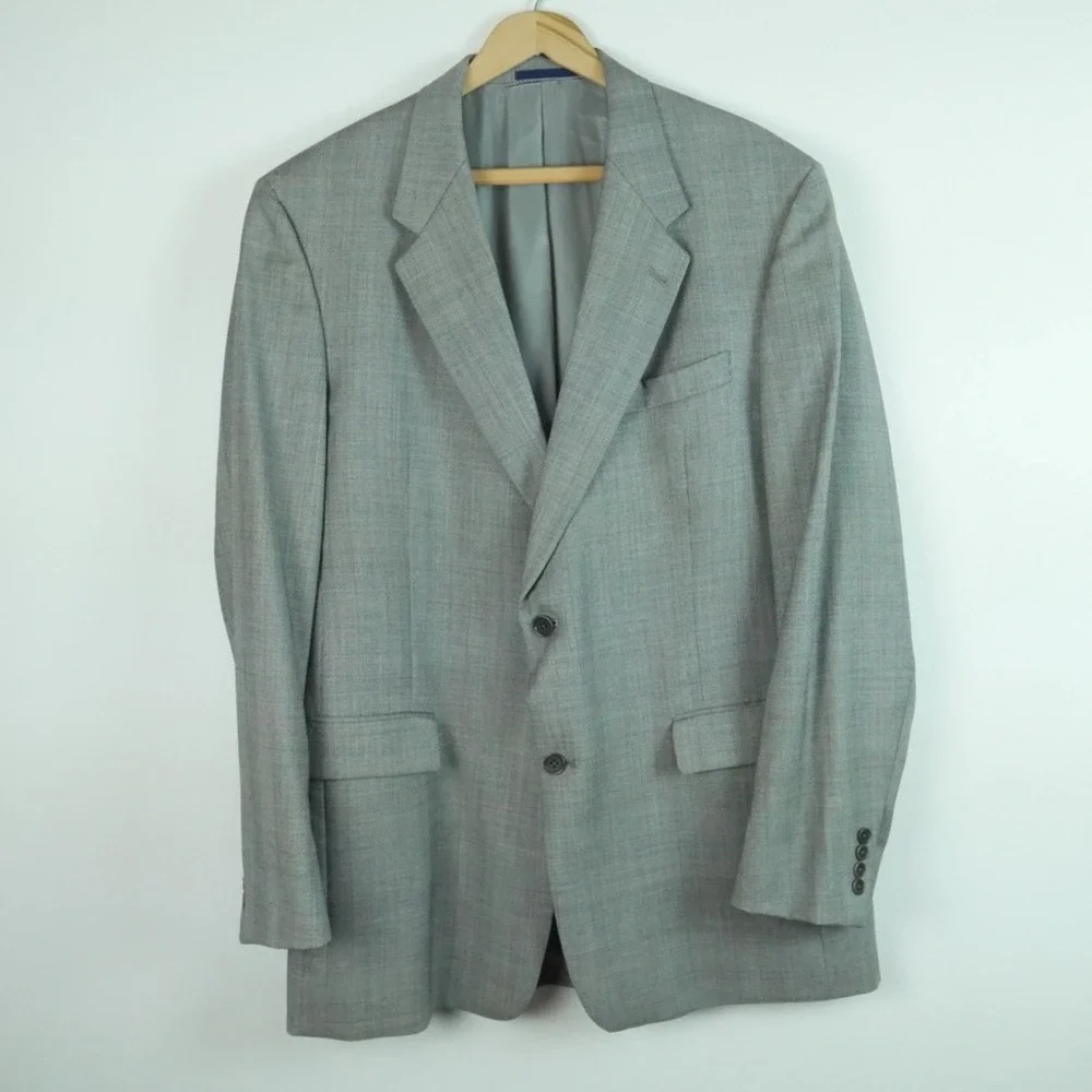 Daniel Cremieux Loro Piana Grey Glen Plaid Blazer Sport Coat Mens 44L Vintage